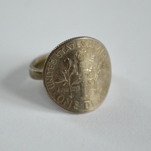 1974 US Dime Back Ring Vintage Size 4.5 - Picture 1 of 5